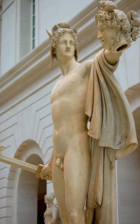 I am a living statue of Canova's Perseus