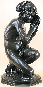 Carpeaux's Fisherboy - dark bronze with drape