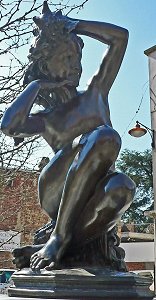 Carpeaux's Girl with Shell - bronze draped outdoors, front