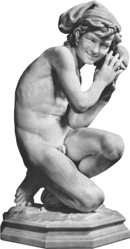 I am a living statue of Carpeaux's Fisherboy