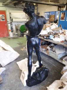 F�lix Maurice Charpentier - L'Improvisateur (lifesize 2021 replica under assembly, back view)