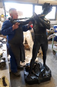 F�lix Maurice Charpentier - L'Improvisateur (lifesize 2021 replica under assembly, front view)