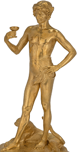 Bacchanal by Jean Antoine Carl�s - third gilt statuette front left view
