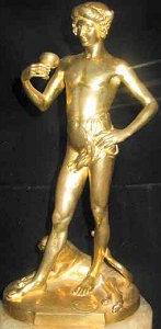 Bacchanal by Jean Antoine Carl�s - another gilt statuette front left view