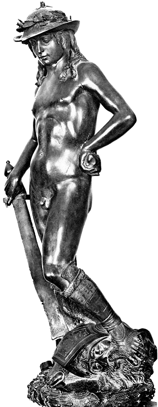 He is naked. Shod and naked. Hatted and naked.