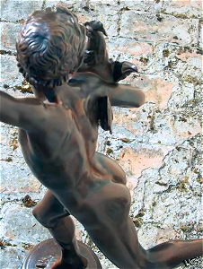 Falgui�re's Cockfight - bronze statuette overhead back view