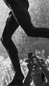 Falgui�re's Cockfight - weathered copy in a park, backlit against fountain, detail, by Pierre Beteille on Flickr