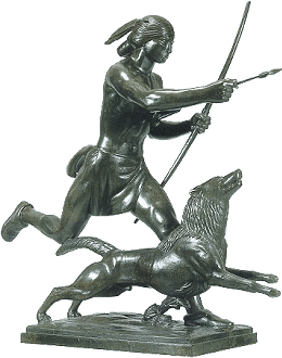 Indian Hunter with Dog by Paul Manship (left side) - links to bigger version