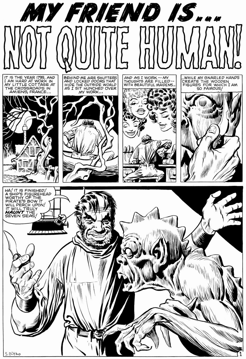 My Friend is Not Quite Human 1, black and white artwork