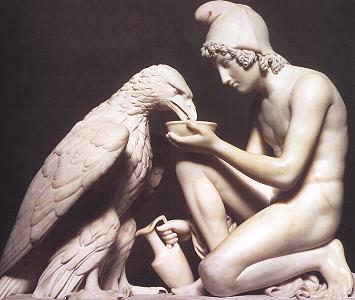 Ganymede and the Eagle by Bertel Thorvaldsen - links to 1024 x 768 wallpaper image