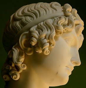 Shepherd Boy with his Dog by Bertel Thorvaldsen - face, right profile - photo by groenling on Flickr