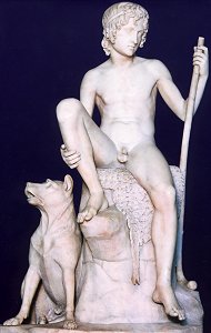 Shepherd Boy with his Dog by Bertel Thorvaldsen - front view