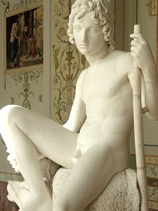 Shepherd Boy with his Dog by Bertel Thorvaldsen - front left view 3, close up