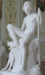 Shepherd Boy with his Dog by Bertel Thorvaldsen - front view