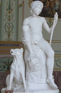 Shepherd Boy with his Dog by Bertel Thorvaldsen - front right view