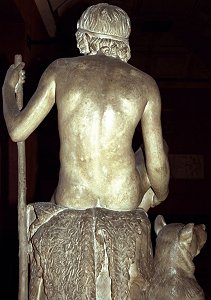 Shepherd Boy with his Dog by Bertel Thorvaldsen - plaster, back view