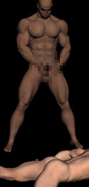 The horny Chief prepares to play with the helpless, paralysed Leemis...